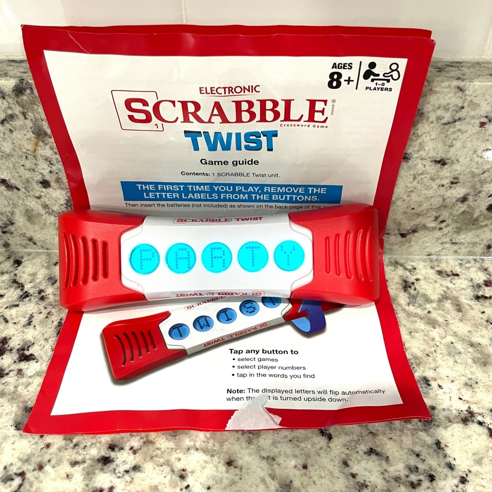 Hasbro Electronic Scrabble Twist Handheld Word Game Red White 2014 B1218